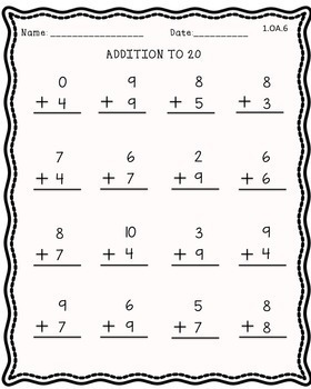 52 Pages!!! Common Core:1.oa.6 First Grade - Add And Subtract Within 20