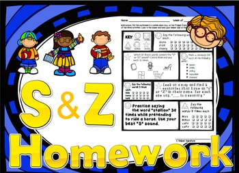Preview of 52 weekly /s/ & /z/ homework printables (354 act.) - speech therapy, 5 min kids