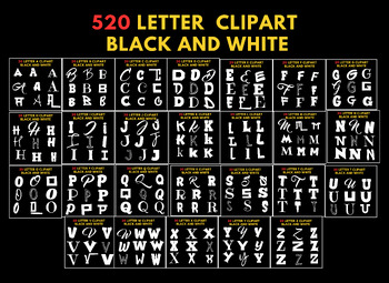 Preview of 520 Letters clipart black and white