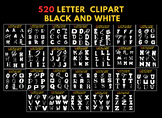 520 Letters clipart black and white