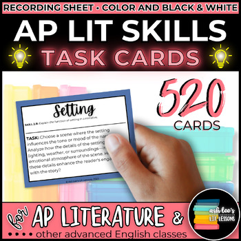 Preview of AP Lit Task Cards | 520 Key Questions and Big Ideas | Use with Any Text