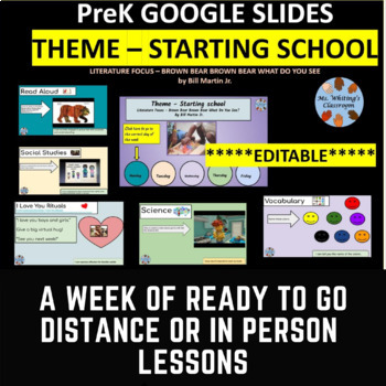 Preview of 53 EDITABLE Back to School PreK and Special Ed Distance learning Slides Week