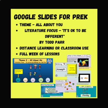 Preview of 53 GOOGLE SLIDES THEME ALL ABOUT YOU PREK OR SPECIAL EDUCATION DISTANCE OR CLASS