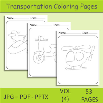 Preview of 53 Transportation Coloring Pages for Kids - 53 Vehicles Coloring Sheets