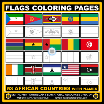 Preview of Flags Coloring Pages of African Countries with Names