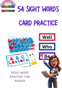 Preview of 54 Kindergarten Sight Words Card Practice