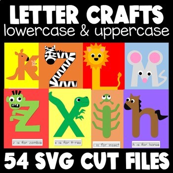 54 Letter Craft Cut Files | SVG Alphabet ABC Crafts for Cutting Machines