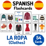 54 Spanish Clothing Vocabulary Flashcards - La Ropa Vocabu