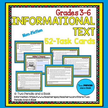 Preview of 54 - Task Cards Non-Fiction/Informational Text - For Print and DIGITAL LEARNING