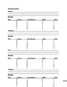 Preview of 55 Academic Words: Student Note Packet