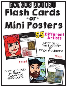 Preview of 55 Different Artists - Flash-Cards or Mini-Posters