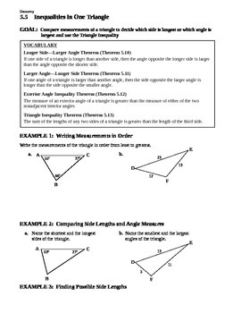 Bestseller: Geometry Inequalities In One Triangle Worksheet Answers