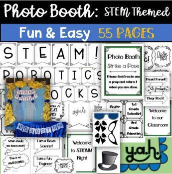 Preview of 55 pages: STEM Night, Event Photo Booth Banner, Signs, Props, Robotics & more