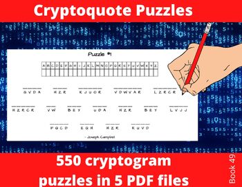 Preview of 550 Cryptoquote Puzzles in Printable PDFs - Adult Activiy Book With Cryptograms