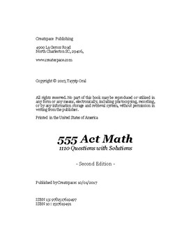 Preview of ACT MATH- 1110 QUESTIONS WITH SOLUTIONS.