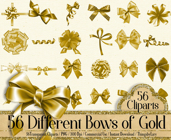 56 Luxury Gold Bows and Ribbons Clip Arts PNG Transparent by ThingsbyLary