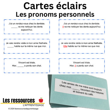 Preview of 57 cartes éclairs - les pronoms personnels