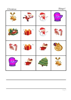 58 Christmas Bingo, image bingo, ESL by Teachers' Dollar shop | TPT