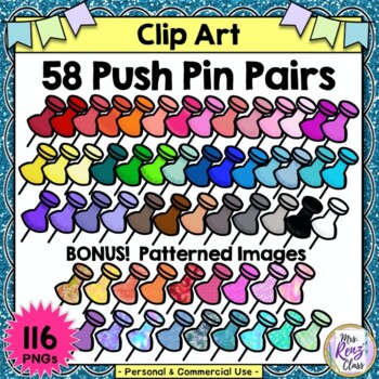 Digital Notepaper / Journal Clip Art - Colour Round Push Pin Clip Art