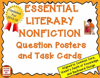 Preview of 58 ESSENTIAL LITERARY NONFICTION QUESTION POSTERS AND TASK CARDS