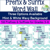 58 Prefix and Suffix Word Wall Cards for Grades 3rd - 6th 