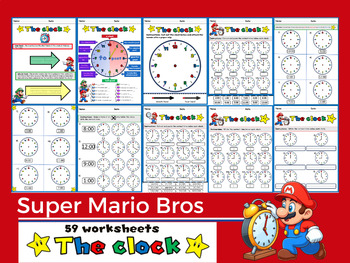 Preview of 59 Clock worksheets - Telling the time - Super Mario Bros