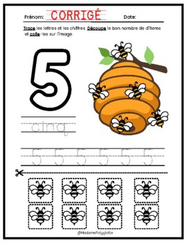 59- FR Trace, découpe et colle les chiffres (1-10) by Madame