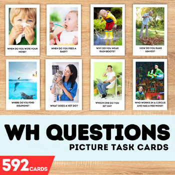 Preview of 592 WH Questions:Who What Where When Why How Which Autism Speech Therapy ABA