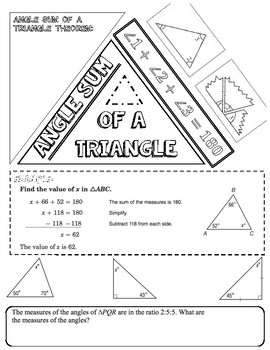 Preview of 5E CCSS Math lesson: angle sum of a triangle and DOODLE NOTES