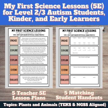 Preview of 5E Science Lessons (Plants/Animals) for Autism Lvl 2/3, Kinder, & Early Learners