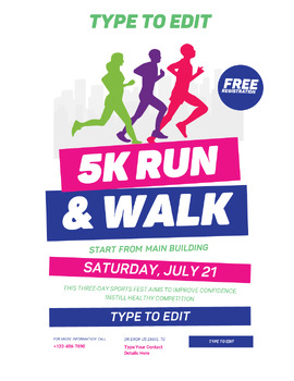 Preview of 5K Run & Walk 5K Fun Run Flyers (4) Fully Customize your Flyer Ready to Edit!