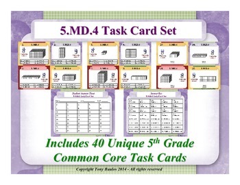 Preview of 5.MD.4 5th Grade Common Core Math Task Cards -  Measurement and Data