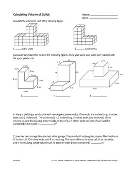 5mdc5c volume of solid figures worksheet by mrs templeton tpt