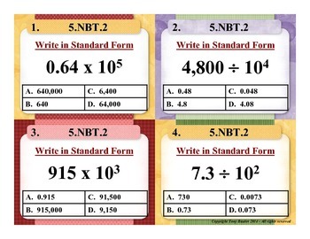 5.NBT.2 5th Grade Math Task Cards - 5 NBT.2 Multiply & Divide By A