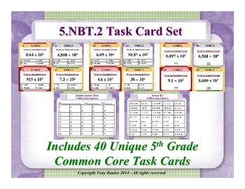 Preview of 5.NBT.2 5th Grade Math Task Cards - 5 NBT.2 Multiply & Divide By A Power Of 10