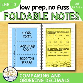 Preview of 5NBT3 Read, Write, & Comparing Decimals Interactive Notebook Foldable Activities
