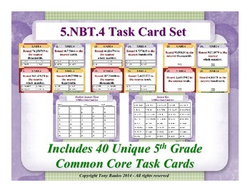 Preview of 5.NBT.4 5th Grade Math Task Cards - 5 NBT.4 Round Decimals To Any Place