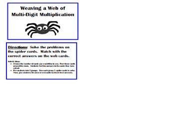 Preview of 5.NBT.5 Halloween - Weaving a Web of Multi-Digit Multiplication - Task Cards