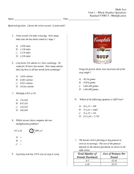 Preview of 5.NBT.5 Multiplication ASSESSMENT