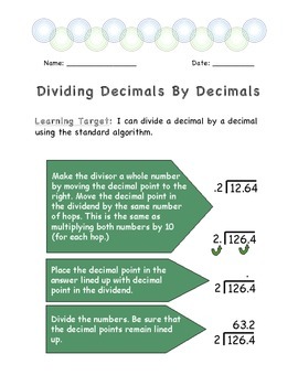5.NBT.7 Dividing Decimals by Decimals by Bronwyn Buchanan | TpT