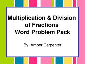 Preview of 5.NF: Multiplication and Division of Fractions - Word Problems
