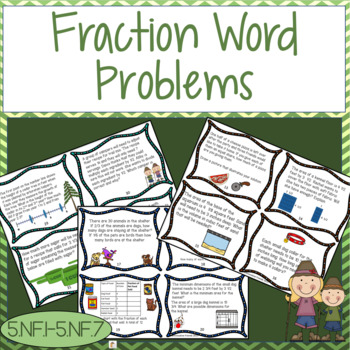 Preview of Fractions Equivalent, Adding, Subtracting, Multiplying Word Problem Activities
