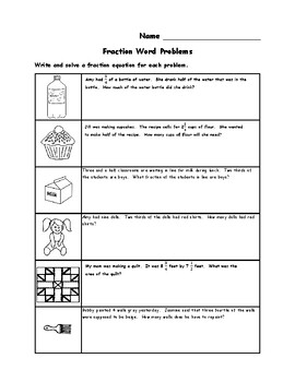 5NF6 - Multiplication of Fractions Word Problems - Activities and ...