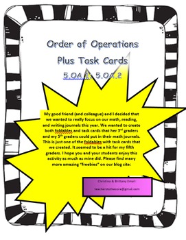 Preview of 5.OA.1 and 5.OA.2_Orders of Operations Foldable plusTask Cards