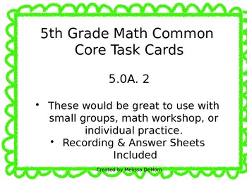Preview of 5.OA.2 Common Core Math Task Cards
