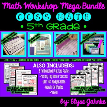 Preview of 5TH GRADE COMMON CORE MATH WORKSHOP MEGA BUNDLE {EDITABLE VERSIONS INCLUDED}