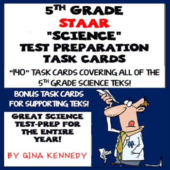 Preview of 5th Grade STAAR Science Test-Prep Task Cards, Practice Questions