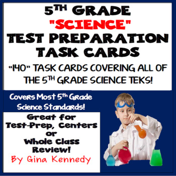 Preview of 5th Grade Science Test-Prep Task Cards: Review All Standards!