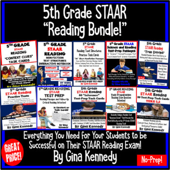 Preview of 5th Grade STAAR Reading Test-Prep BUNDLE, PDF or Digital Option!