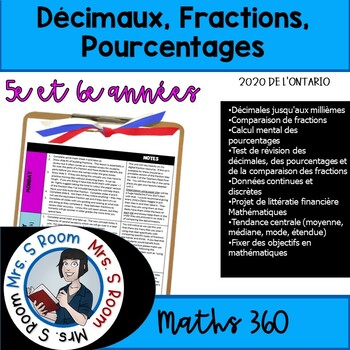 Preview of 5e/6e année -  Décimales, fractions Unité 2 (Maths Ontario 2020)